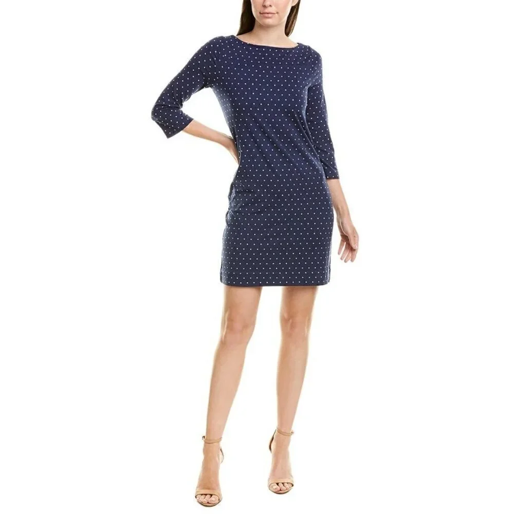 DVF Diane von Furstenberg Ruri Polka dot retro navy shift dress new X-Small 2 4